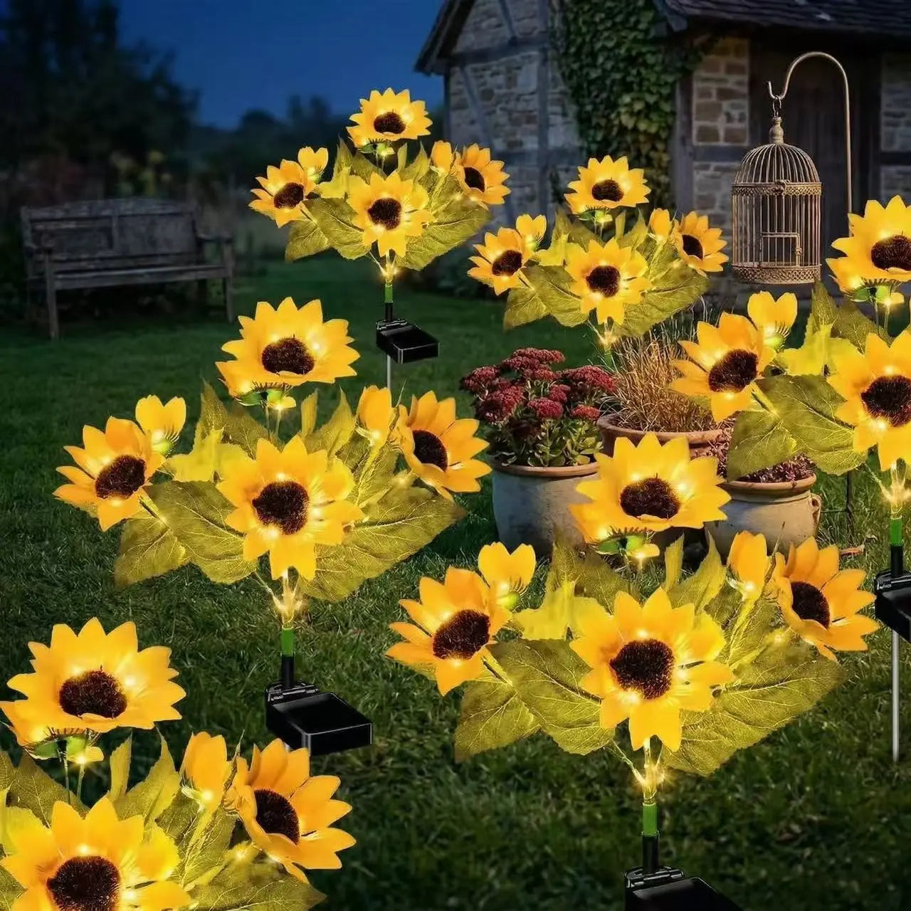 Solar Powered LED Sunflower Garden Lights Set of 2/4/6 Pieces Realistic Nighttime Glow for Yard Lawn Patio Porch Waterproof IP65 Energy Efficient Outdoor Lighting Durable Plastic Flowers All Weather Protection - Quantity: 6PCS