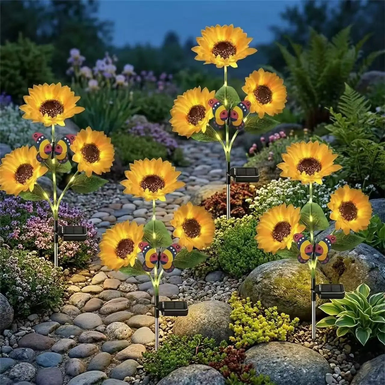 Solar Powered LED Sunflower Garden Lights Set of 2/4/6 Pieces Realistic Nighttime Glow for Yard Lawn Patio Porch Waterproof IP65 Energy Efficient Outdoor Lighting Durable Plastic Flowers All Weather Protection - Quantity: 4PCS