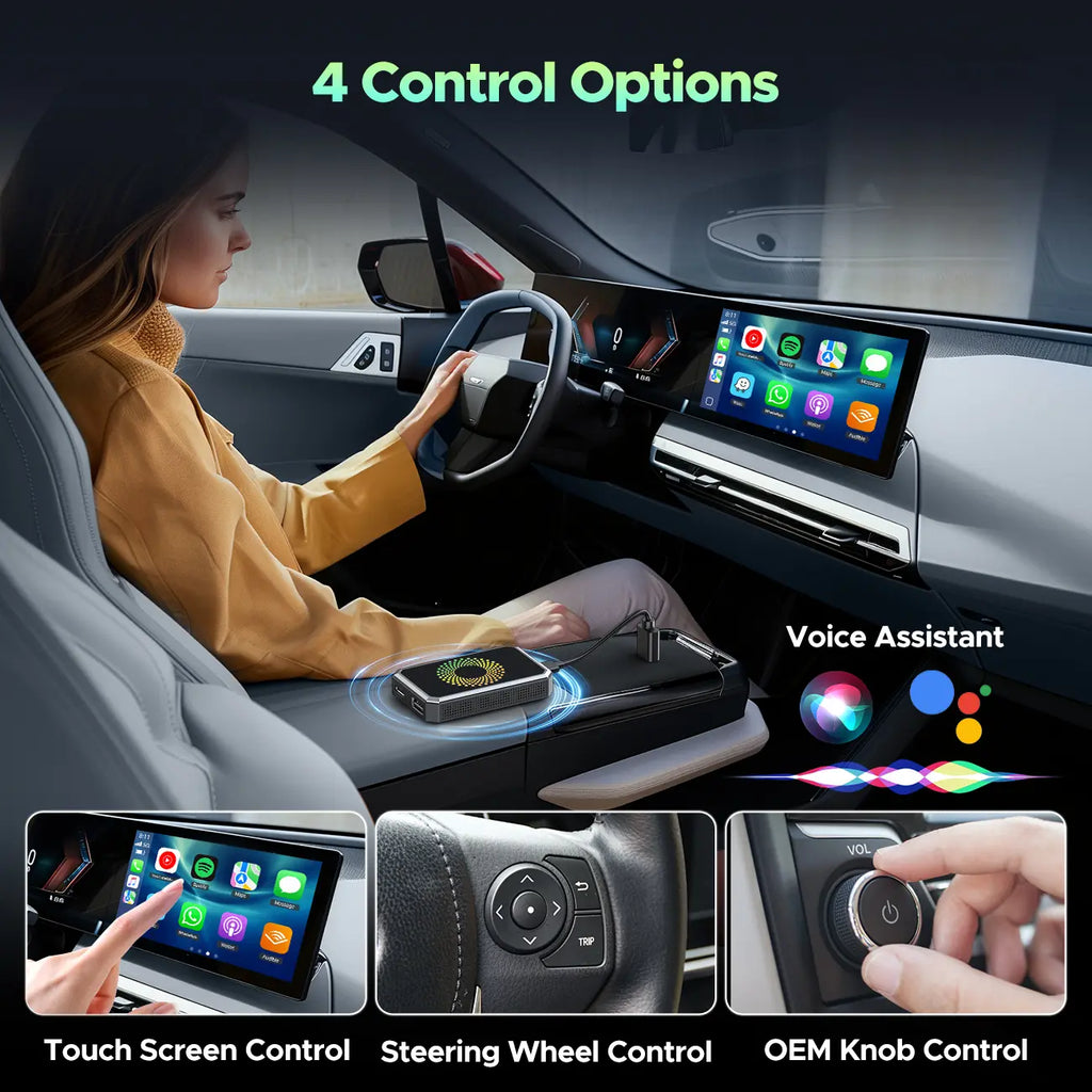 【Check Compatibility】Lamtto 2026 Wired to Wireless Carplay Adapter Supports Netflix/Youtube/Tiktok on Car Touchscreen (Hotspot Required), Not for Tesla/Bmw or Wireless Carplay, Auto Bluetooth – Perfect Tech Gift for Car Lovers