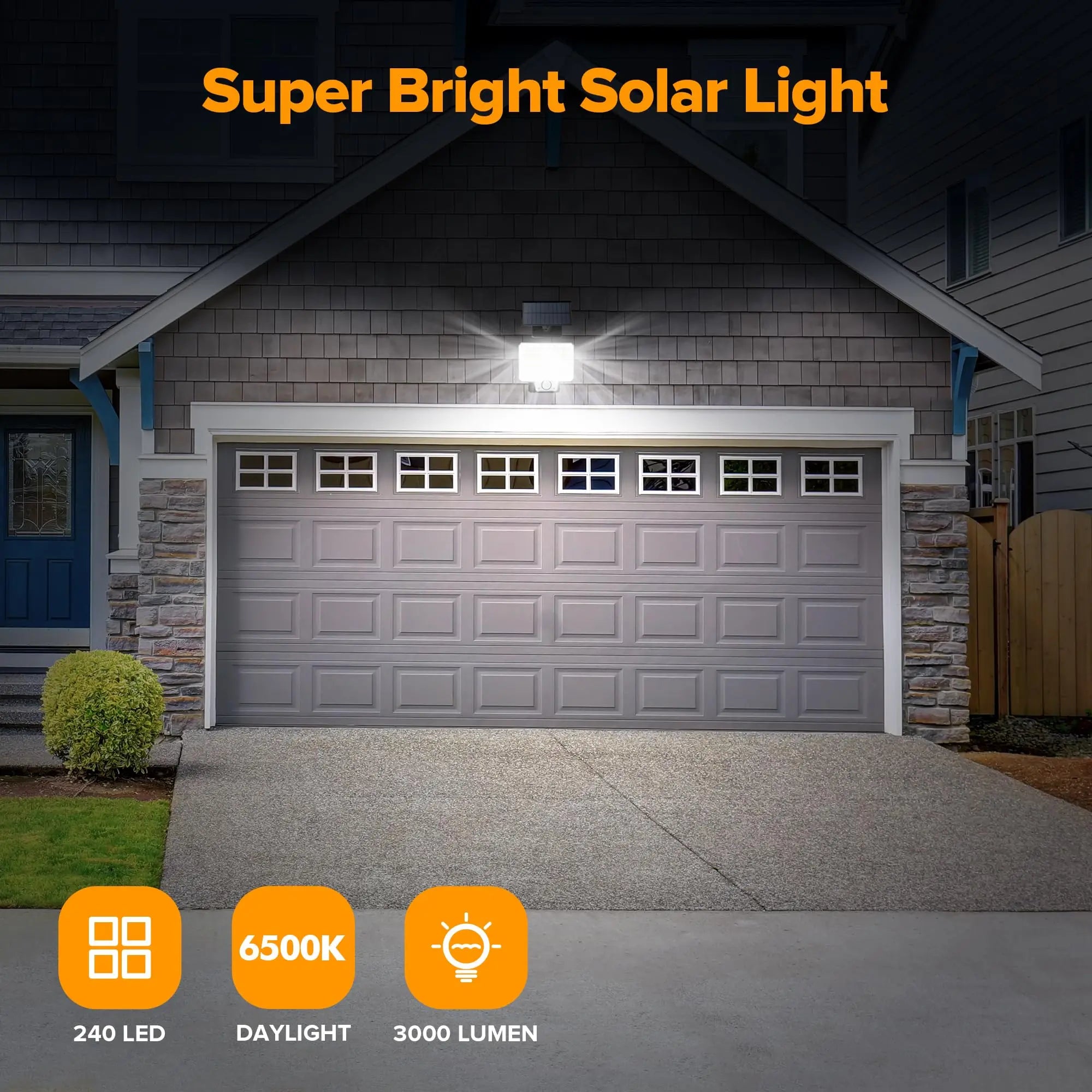 LUTEC Solar Lights Outdoor, 240 LED 3000LM Solar Powered Motion Sensor Flood Lights with Remote, Solar Flood Light with 3 Modes, Security Lights with 16.4Ft Cable IP65 Waterproof for Yard