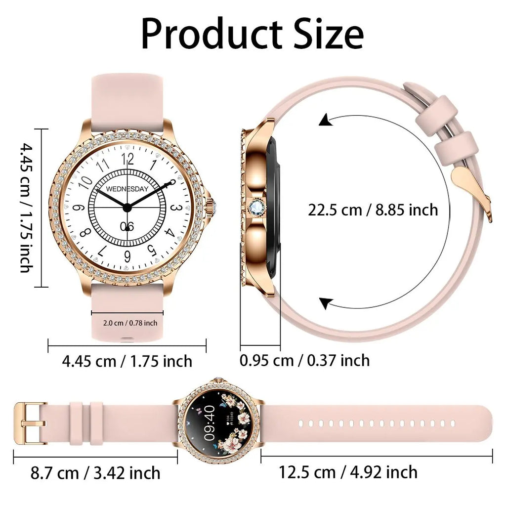 Fashion Smart Watch for Women, 1.32-Inch HD Large Screen Digital Watch with 2 Straps, Waterproof Fitness Tracker, Compatible with Android and Ios Systems, Wearable Wristwatch