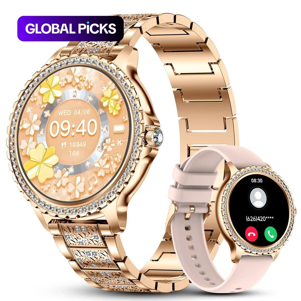Fashion Smart Watch for Women, 1.32-Inch HD Large Screen Digital Watch with 2 Straps, Waterproof Fitness Tracker, Compatible with Android and Ios Systems, Wearable Wristwatch