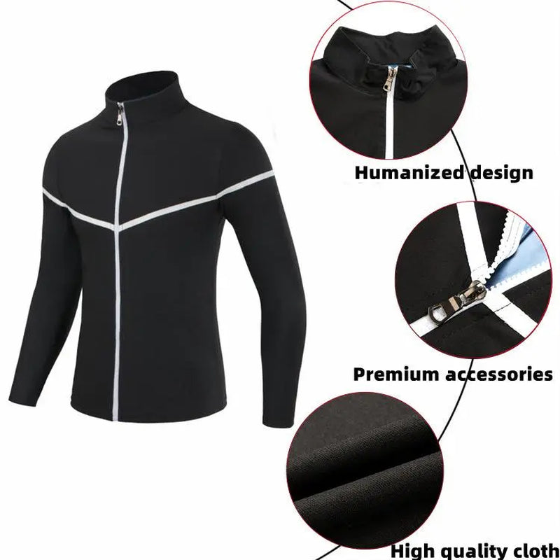 IYDOAMEA Sauna Suit for Men, Long Sleeve Shirt with Zipper, Gym Body Shaper Waist Trainer Outdoorfun Dealsforyoudays