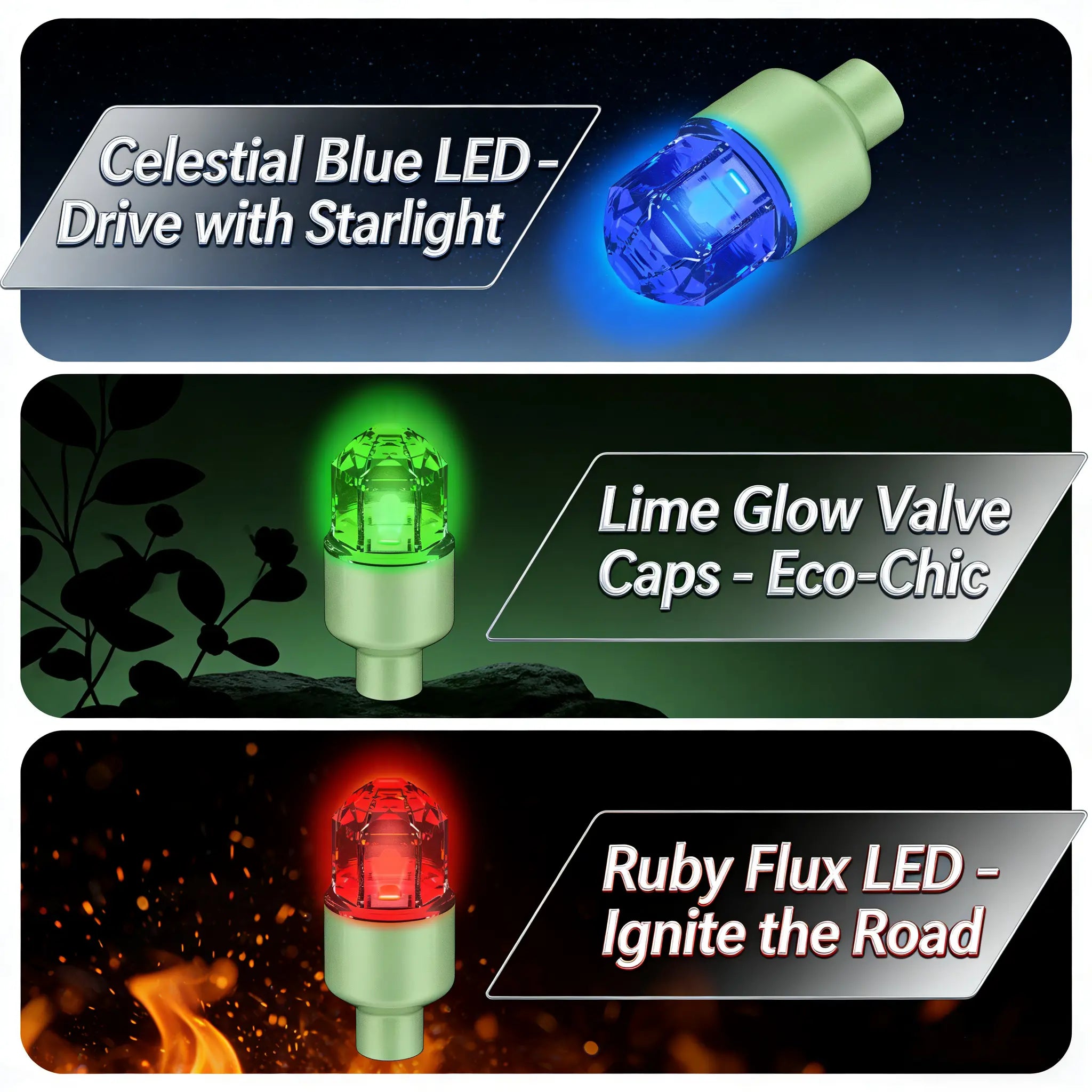 QIFOR LED Wheel Light Waterproof Luminous Car Tire Valve Caps Vibration-Sensitive LED Tire Valve Cap-Bicycle Car Motorcycle Tire Led