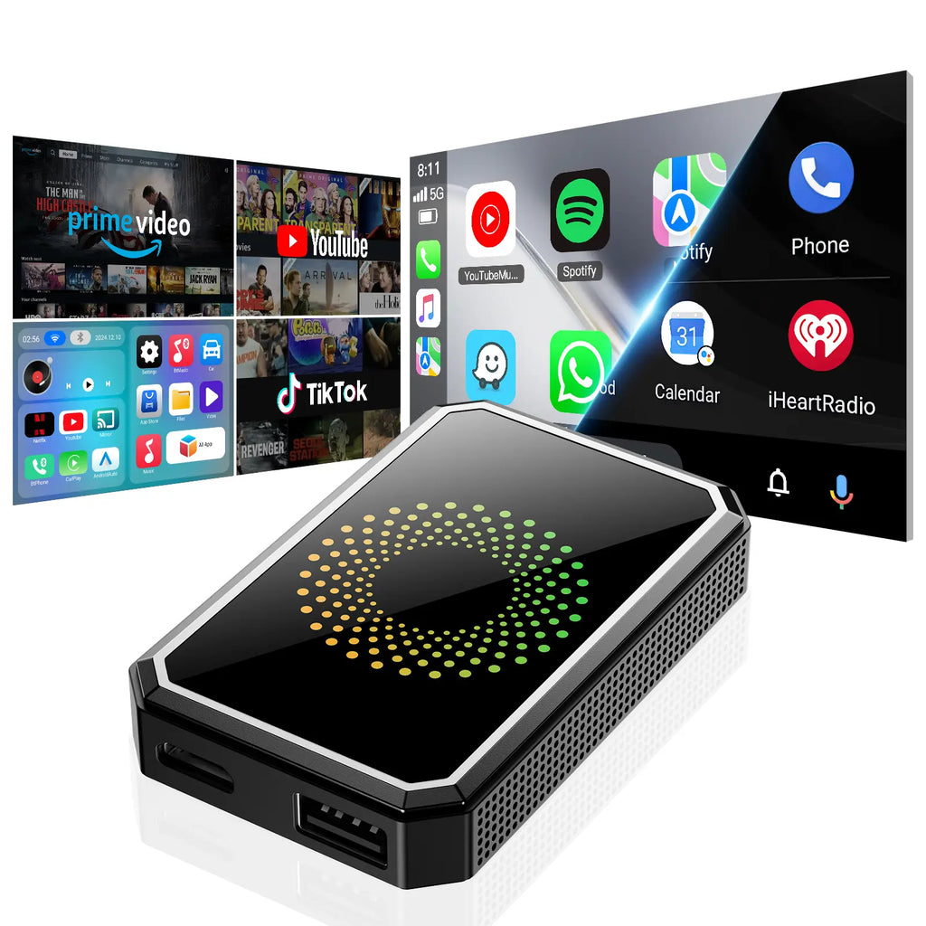 【Check Compatibility】Lamtto 2026 Wired to Wireless Carplay Adapter Supports Netflix/Youtube/Tiktok on Car Touchscreen (Hotspot Required), Not for Tesla/Bmw or Wireless Carplay, Auto Bluetooth – Perfect Tech Gift for Car Lovers