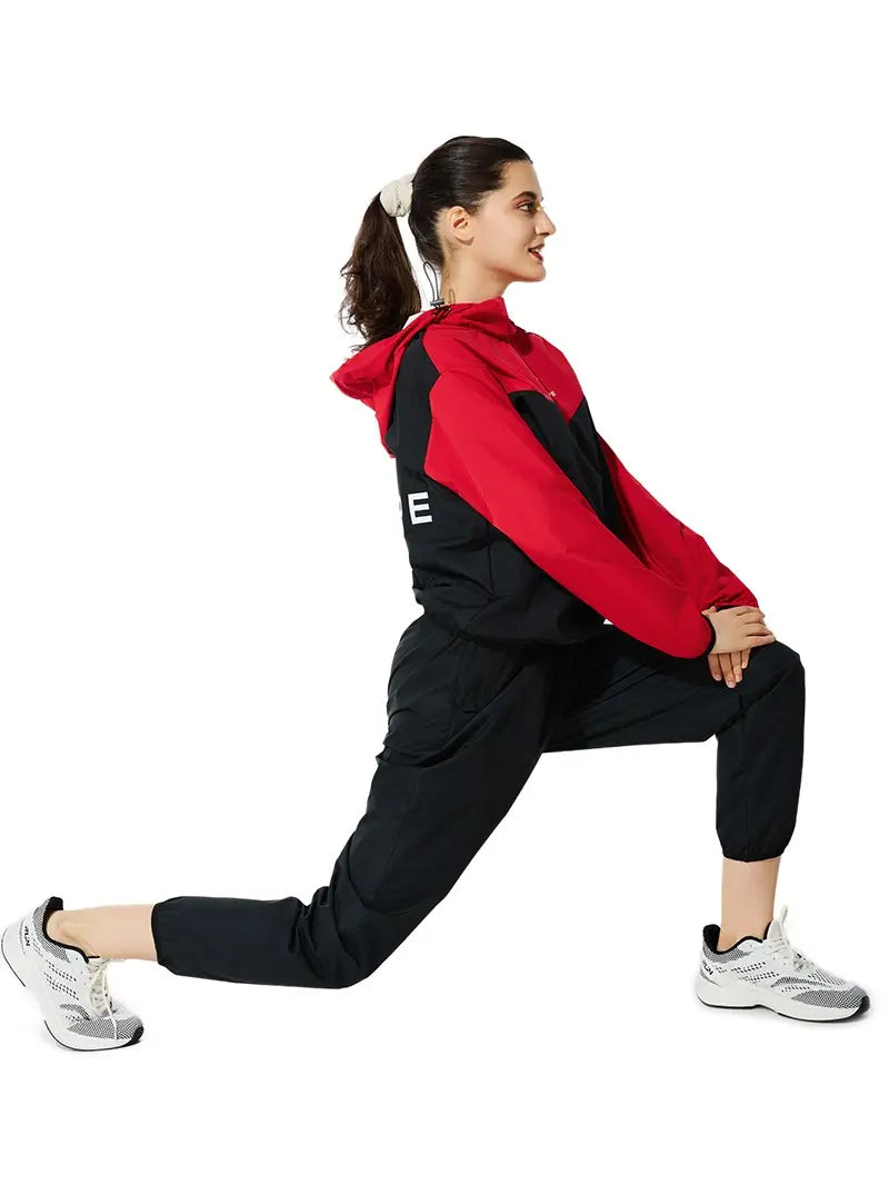 JEVPE Women'S Sweat Sauna Jacket & Pants Gym Workout Tracksuit with Hood Body Shaper Summer Lounge Sweatsuits Sports Tummy Control