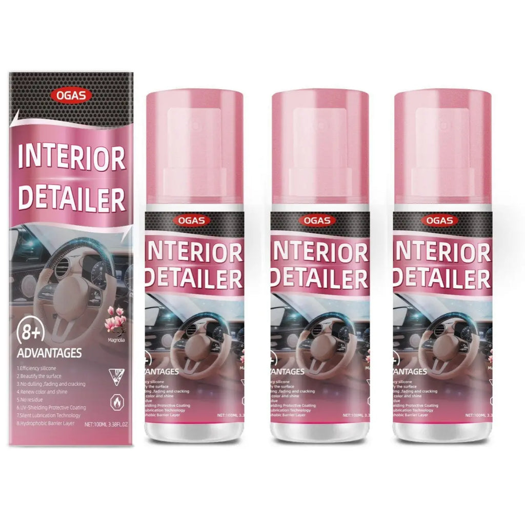 1/2/3 PACK UV Protection Interior Detailer – All-In-One Cleaner for Leather, Plastic, Rubber & Vinyl | Waterless Spray Wax & Trim Restorer, Anti-Oxidation, Glossy Finish for Car Interiors & Exteriors, 100Ml Kit