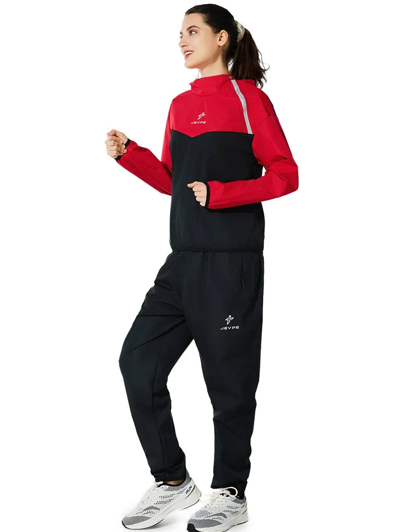JEVPE Women'S Sweat Sauna Jacket & Pants Gym Workout Tracksuit with Hood Body Shaper Summer Lounge Sweatsuits Sports Tummy Control