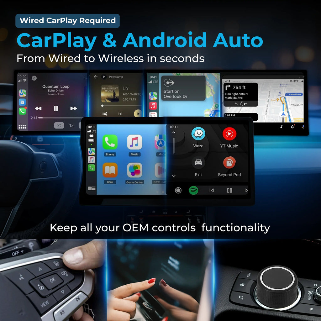 Autosky Lite Flex S - Convert Wired to Wireless & Watch Movies in Your Car | Works with Iphone & Android