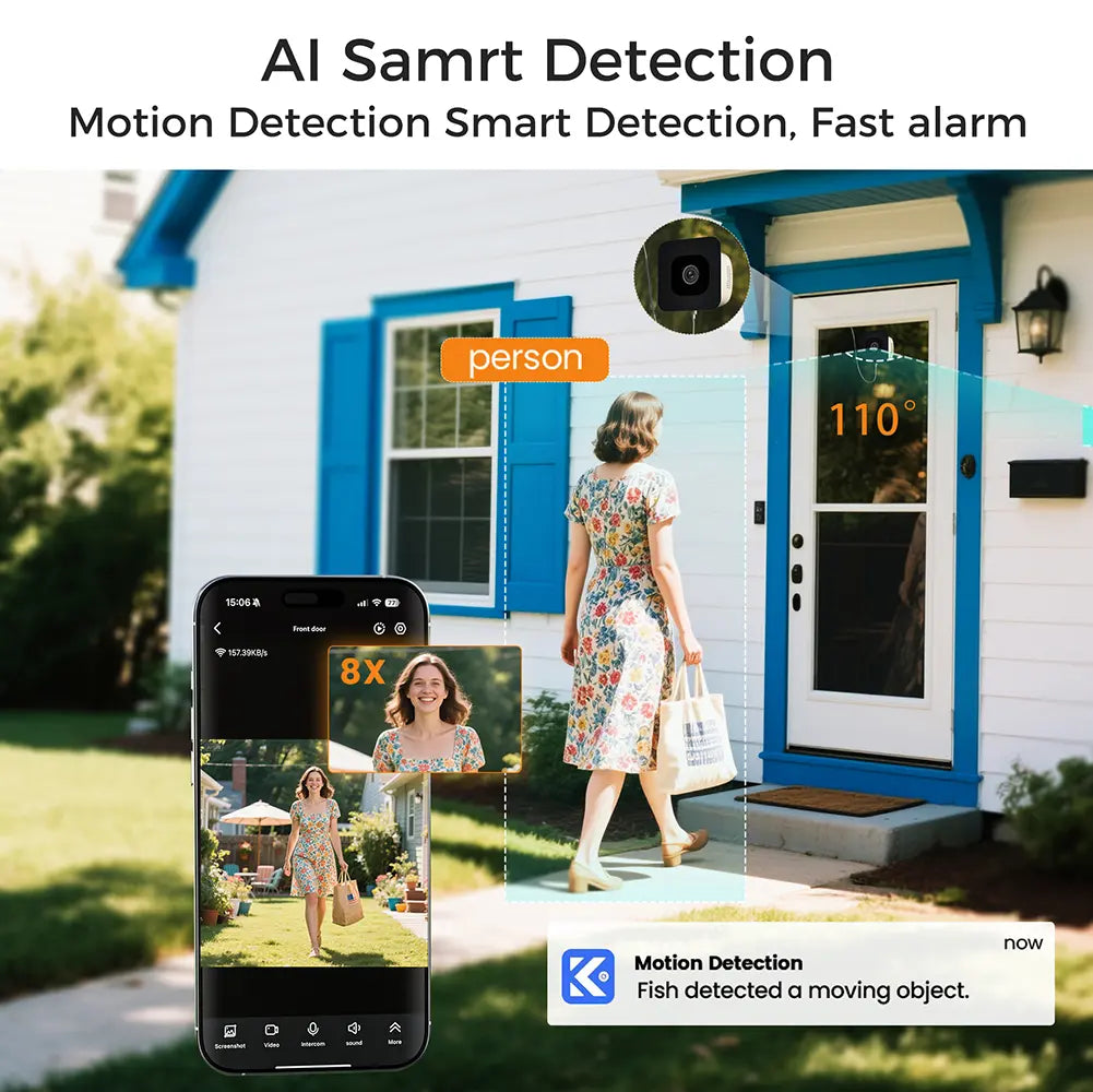3MP 2K Window Camera, Spectravivid AI Color Night Vision Window Cameras for Home Security, 2.4G&5G Wifi, Person & Motion Detection Siren, Works with Alexa&Google Home, Easy Quick Install on Glass