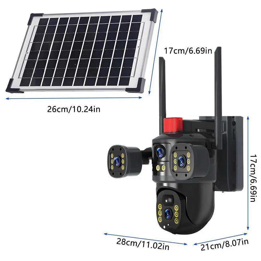 Triple-Lens Solar 360° Dome Camera, 360 Camoflauge Security Cameras Wireless Outdoor Solar Powered, Cameras for Home Security, 360 Pan & Tilt Surveillance Camera for Valentine’S Day Gift