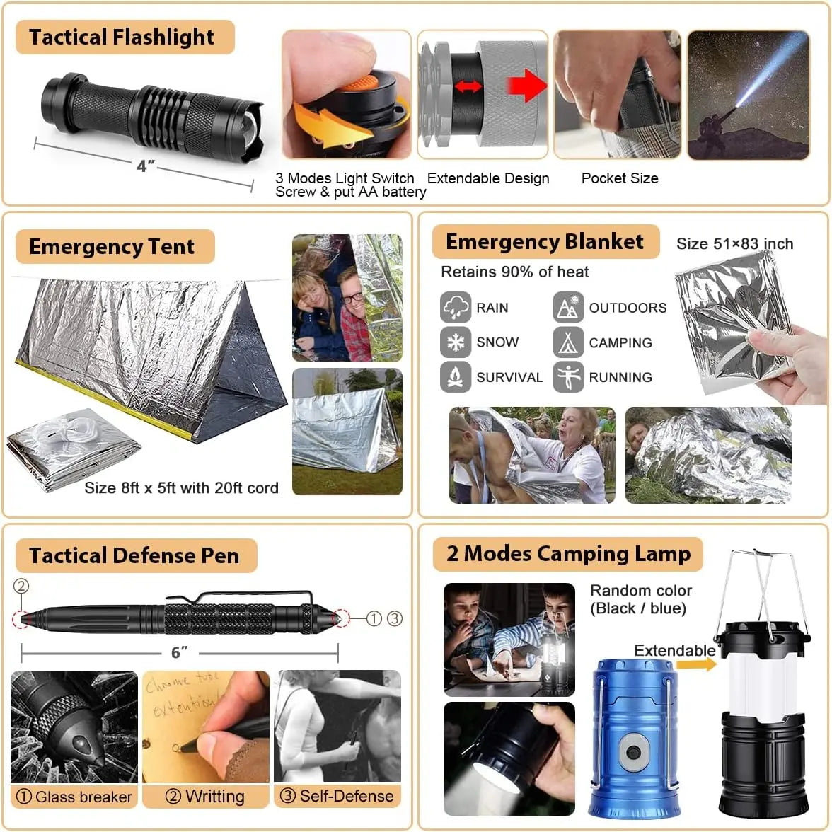Kit, 250Pcs Gear First Aid Kit with Molle System Compatible Bag and Emergency Tent, Emergency Kit for Earthquake, Outdoor Adventure, Hiking, Hunting, Gifts for Men Women