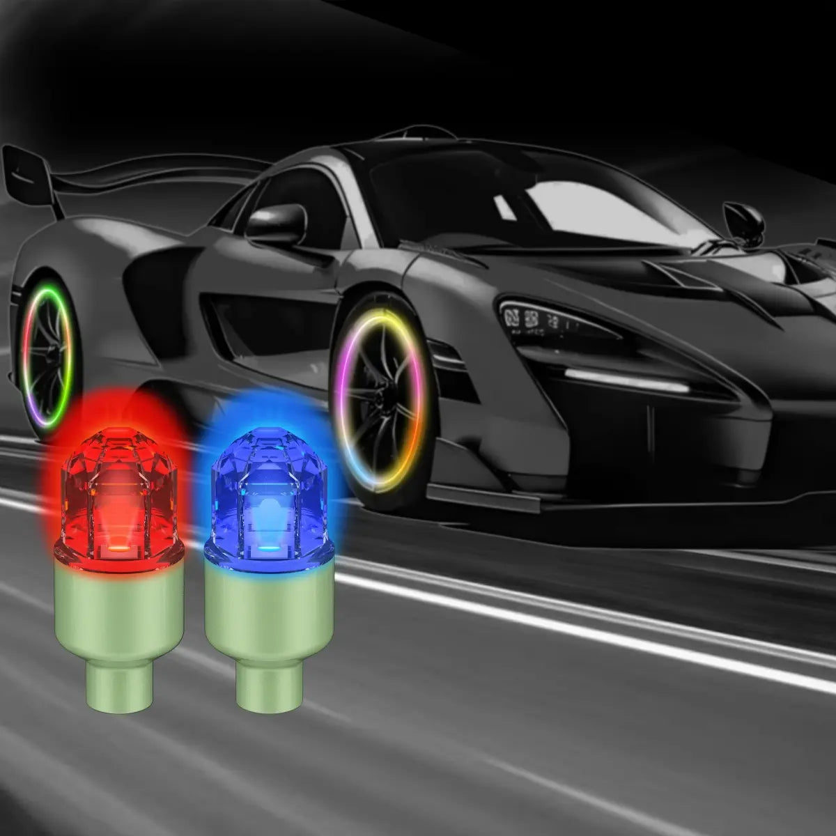 QIFOR LED Wheel Light Waterproof Luminous Car Tire Valve Caps Vibration-Sensitive LED Tire Valve Cap-Bicycle Car Motorcycle Tire Led