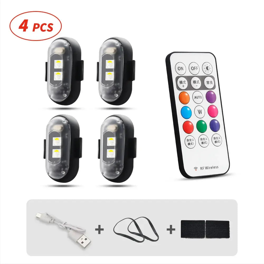 RGB Led Aircraft Strobe Lights Motorcycle Lights LED Flash Position Wireless Light Aircraft Airplane Helicopter Warning Lights