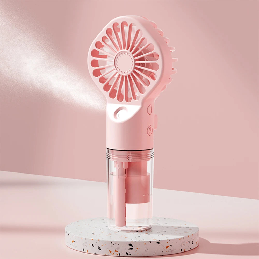 Portable Humidifier Fan Handheld Mist Fan Portable USB Mini Handheld Fan with Water Humidifier Rechargeable Mini USB Hand Fans