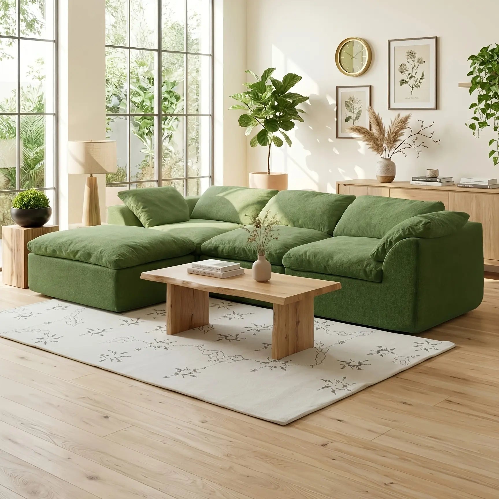 108 in Boneless Sectional Couch, L-Shape Modular Living Room Sofa with Ottoman, Compressed No-Assembly Furniture, Cloud-Like Comfort, Flexible Design, Contemporary Look