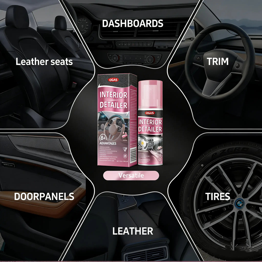 1/2/3 PACK UV Protection Interior Detailer – All-In-One Cleaner for Leather, Plastic, Rubber & Vinyl | Waterless Spray Wax & Trim Restorer, Anti-Oxidation, Glossy Finish for Car Interiors & Exteriors, 100Ml Kit