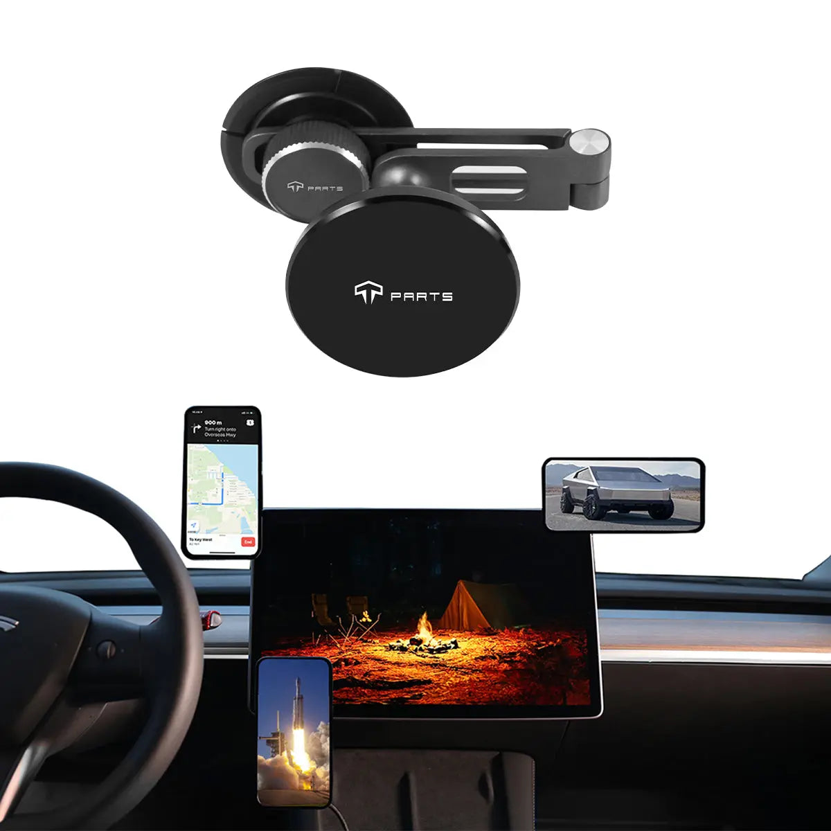 TPARTS Retractable Magnetic Car Cellphone Mount for Tesla Model 3 / Model Y