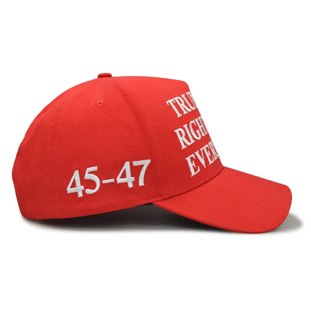 "T.R.U.M.P. Was Right about Everything" Letter Embroidered Baseball Cap, 45-47 & USA Flag Embroidered Hat