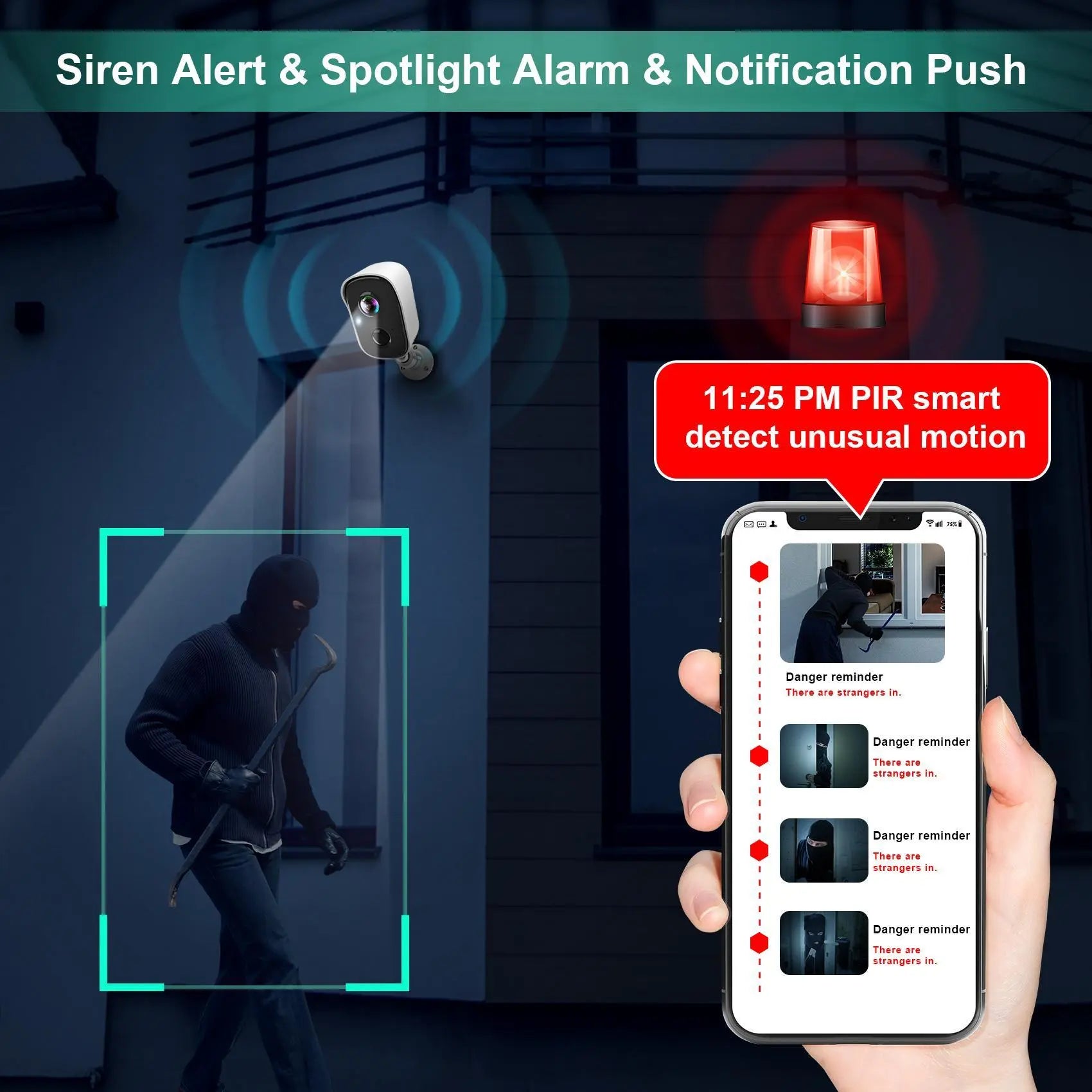 Vision Well Wireless Camera for Home Protection, with 1080P HD, Wifi, Spotlight, AI Siren, Color Night Vision, Two-Way Audio, and Sd/Cloud Storage.