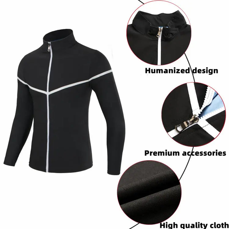 IYDOAMEA Sauna Suit for Men, Long Sleeve Shirt with Zipper, Gym Body Shaper Waist Trainer Outdoorfun Dealsforyoudays