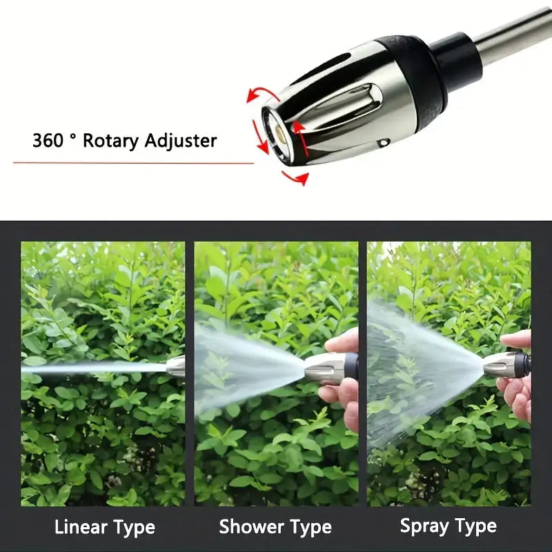1-Pack High Pressure Car Washing Water Gun, Multi-Purpose Garden Hose Nozzle, Adjustable Thickened Rod Sprayer with Copper Plated Tip, Universal 3/ 4" and 1/ 2" Quick Connect Adapter for Cleaning Tools Heavy Duty Handle