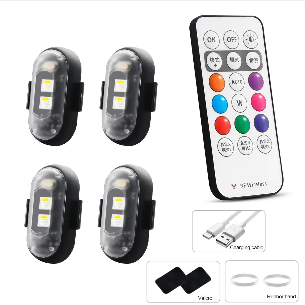 RGB Led Aircraft Strobe Lights Motorcycle Lights LED Flash Position Wireless Light Aircraft Airplane Helicopter Warning Lights