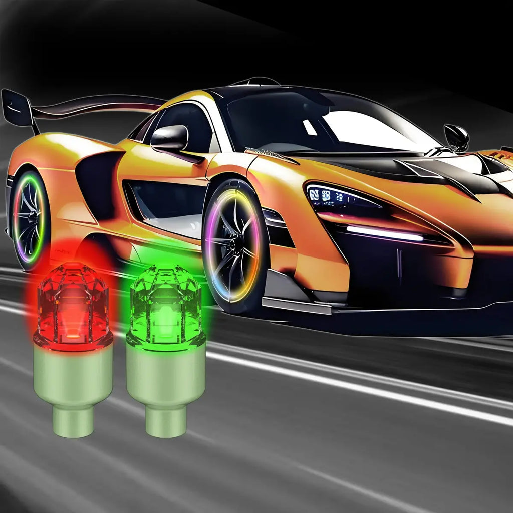 QIFOR LED Wheel Light Waterproof Luminous Car Tire Valve Caps Vibration-Sensitive LED Tire Valve Cap-Bicycle Car Motorcycle Tire Led