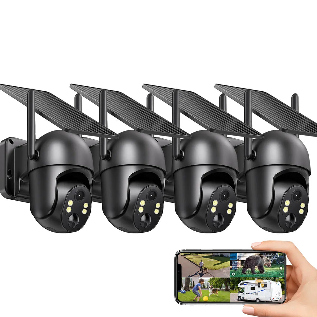 32MP 4G LTE Cellular Security Camera, Security Cameras Wireless Outdoor, Solar Powered Home Camera with 360° View, Pan & Tilt, 2.7K Color Night Vision, 2-Way Talk, Built-In SIM Card, IP65 - Black