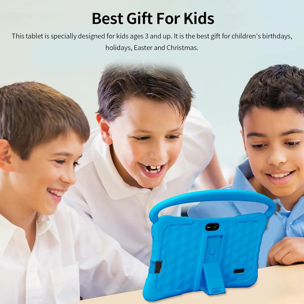 Tablet 7 Inch with Shockproof Case, 1GB RAM 32GB ROM, Android Tablet with Bluetooth, Wifi, GMS, Parental Control, Educational, Games(Blue)