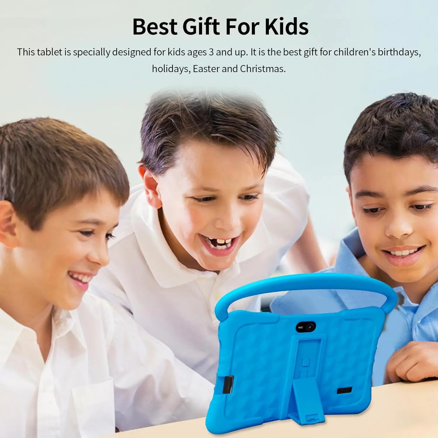 Tablet 7 Inch with Shockproof Case, 1GB RAM 32GB ROM, Android Tablet with Bluetooth, Wifi, GMS, Parental Control, Educational, Games(Blue)