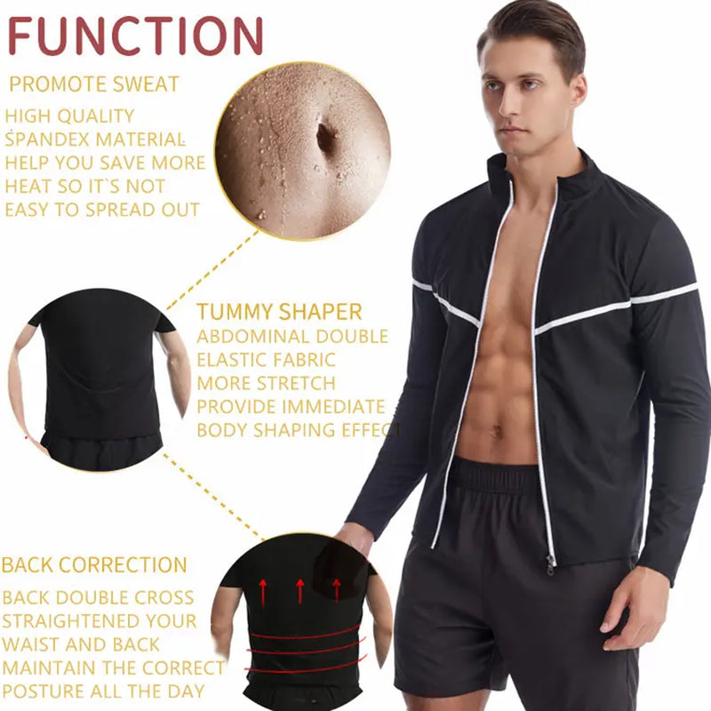 IYDOAMEA Sauna Suit for Men, Long Sleeve Shirt with Zipper, Gym Body Shaper Waist Trainer Outdoorfun Dealsforyoudays