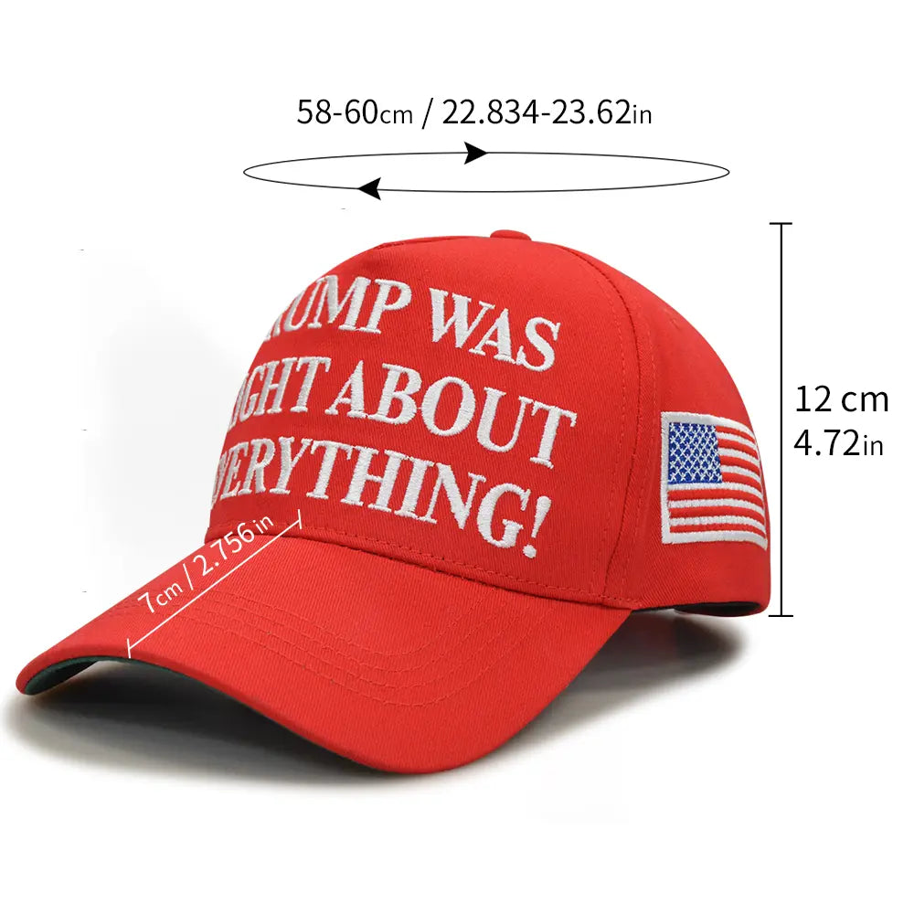 "T.R.U.M.P. Was Right about Everything" Letter Embroidered Baseball Cap, 45-47 & USA Flag Embroidered Hat