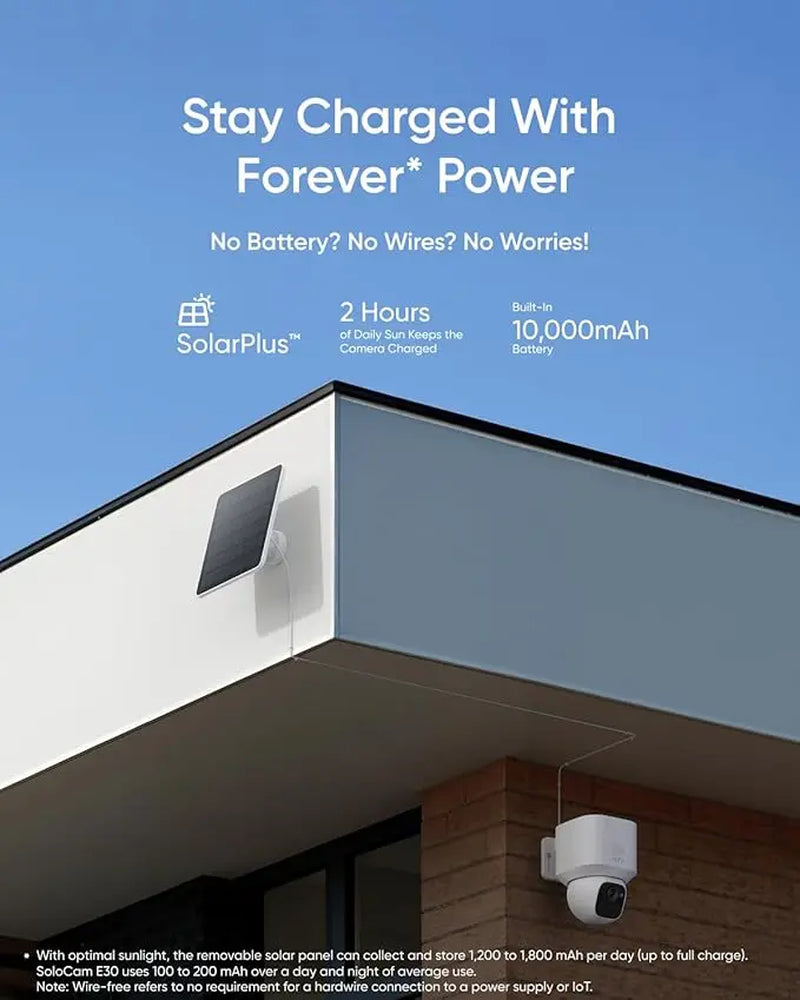 Eufy Security Eufy Solocam E30, Solar Powered, 360° Pan, AI Tracking, 2K Clarity, Security Cameras Wireless Outdoor, Camera, Outdoor Camera, Homebase S380 Compatible, No Monthly Fee