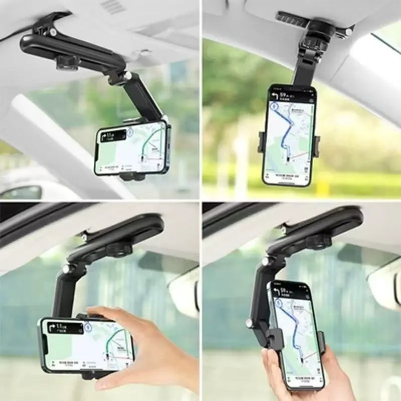 New 1080° Multi-Function Sun Visor Universal 360 Degree Rotating Phone Holder Suitable for Any Scene Car Holder-Rotatable and Retractable Porte Para Telefono Bracket Carmobile Supplies