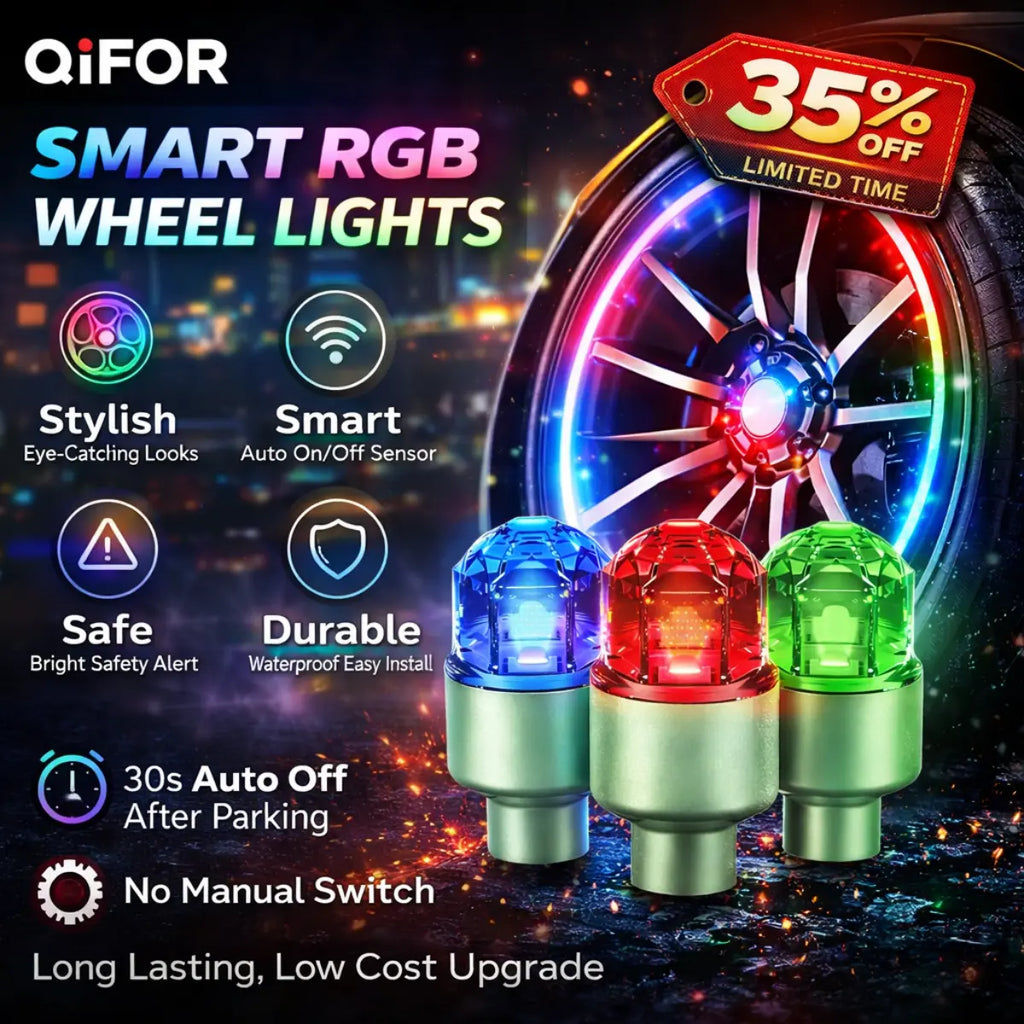 QIFOR LED Wheel Light Waterproof Luminous Car Tire Valve Caps Vibration-Sensitive LED Tire Valve Cap-Bicycle Car Motorcycle Tire Led