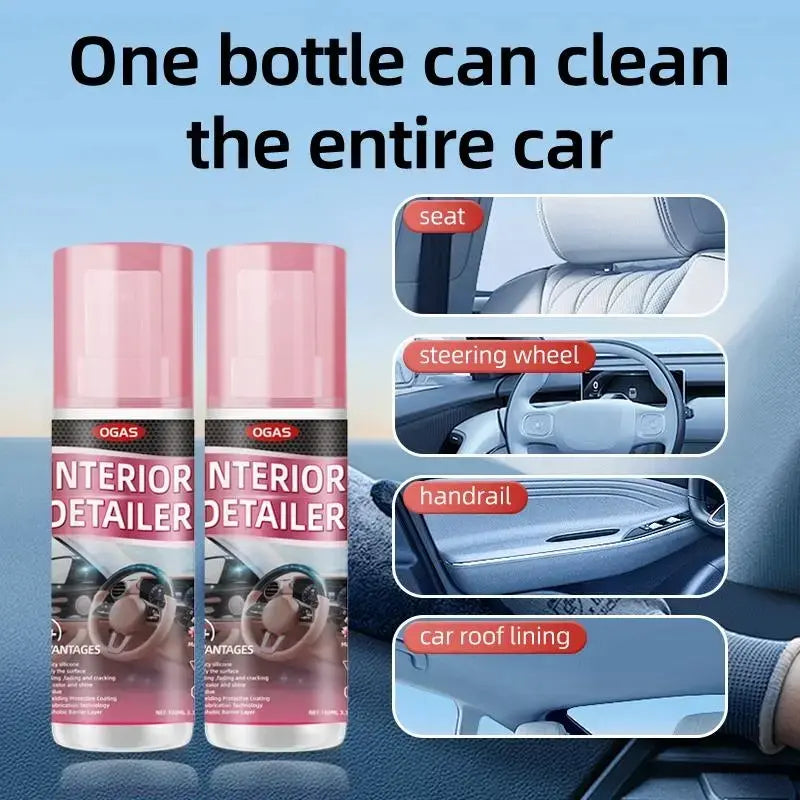 1/2/3 PACK UV Protection Interior Detailer – All-In-One Cleaner for Leather, Plastic, Rubber & Vinyl | Waterless Spray Wax & Trim Restorer, Anti-Oxidation, Glossy Finish for Car Interiors & Exteriors, 100Ml Kit