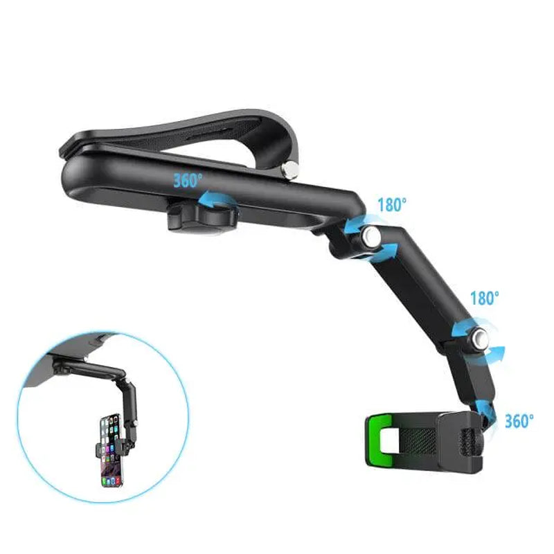 New 1080° Multi-Function Sun Visor Universal 360 Degree Rotating Phone Holder Suitable for Any Scene Car Holder-Rotatable and Retractable Porte Para Telefono Bracket Carmobile Supplies