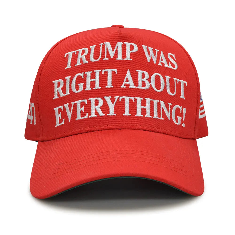 "T.R.U.M.P. Was Right about Everything" Letter Embroidered Baseball Cap, 45-47 & USA Flag Embroidered Hat
