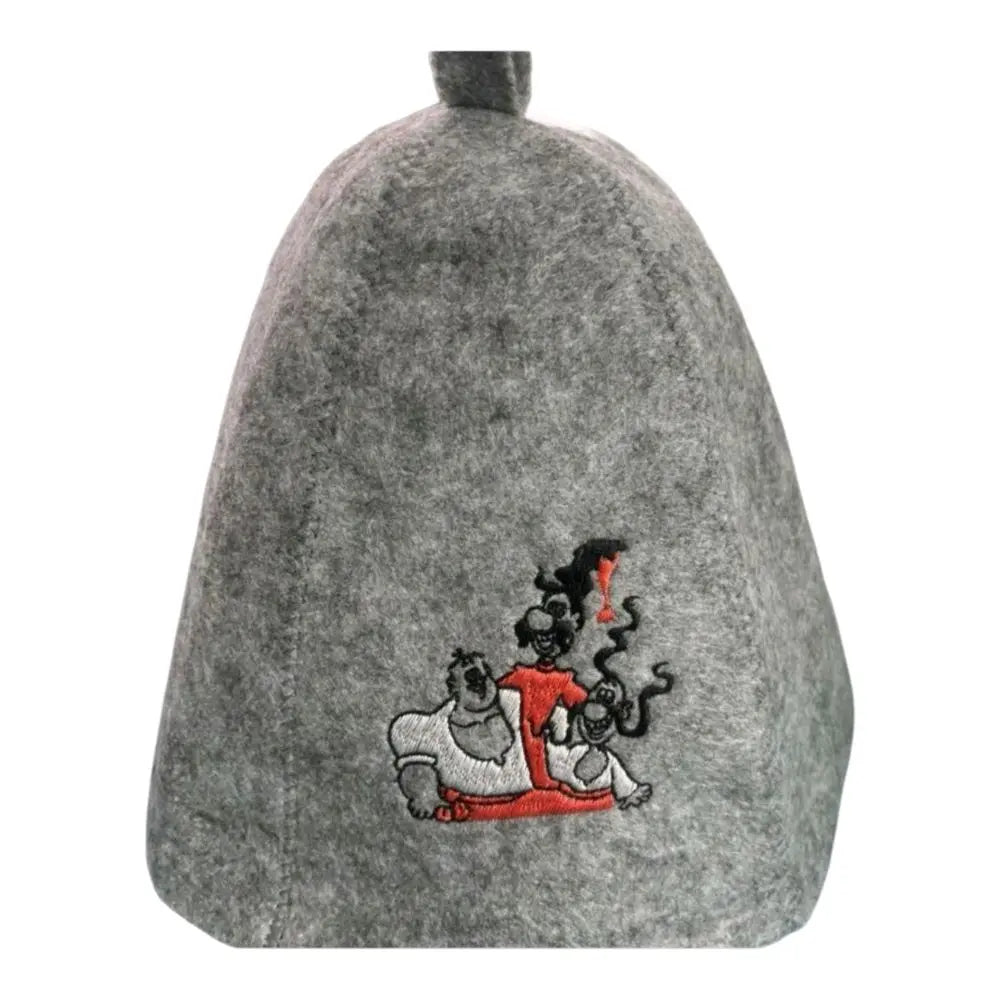 Cossacks Sauna Banya Hat Cap - Gray Embroidered Design for Heat Protection & Quick-Drying - for Sauna Enthusiasts