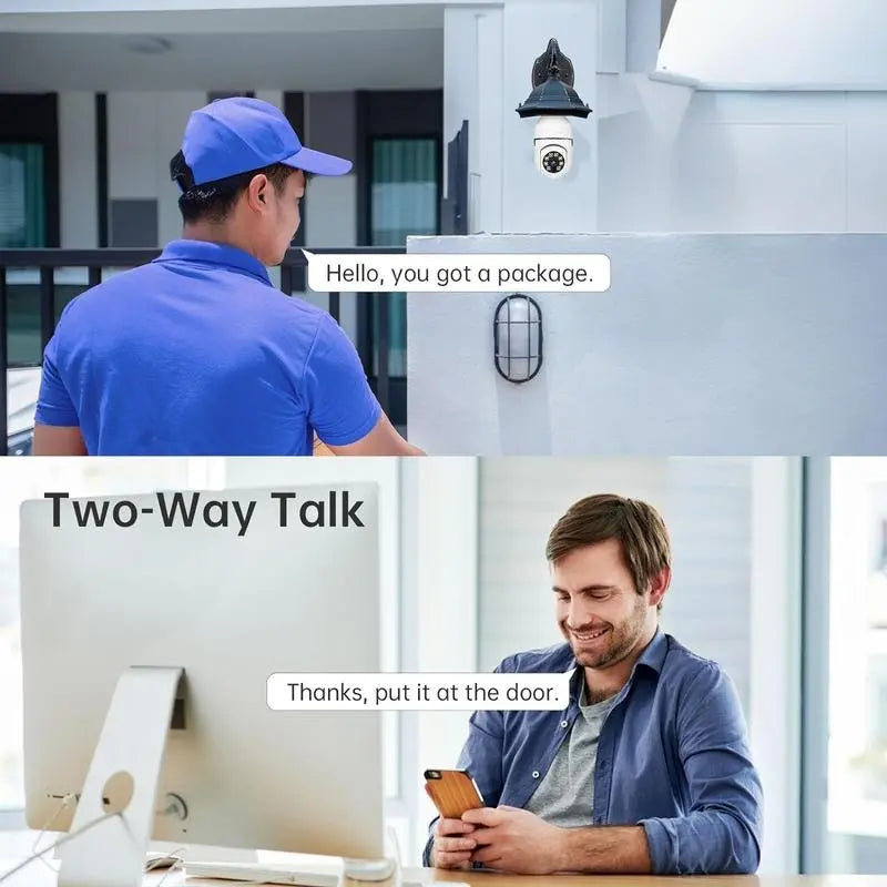 Light Bulb Camera,Bulb Security Camera 5/2.4Ghz- Indoor/Outdoor Full Color Day/Night Camera, Motion Detection, Sound & Light Alarm, Two-Way Audio, Home/Yard/Store,Wifi, Two-Way Audio, Easy Install Wireless Card Device Micro