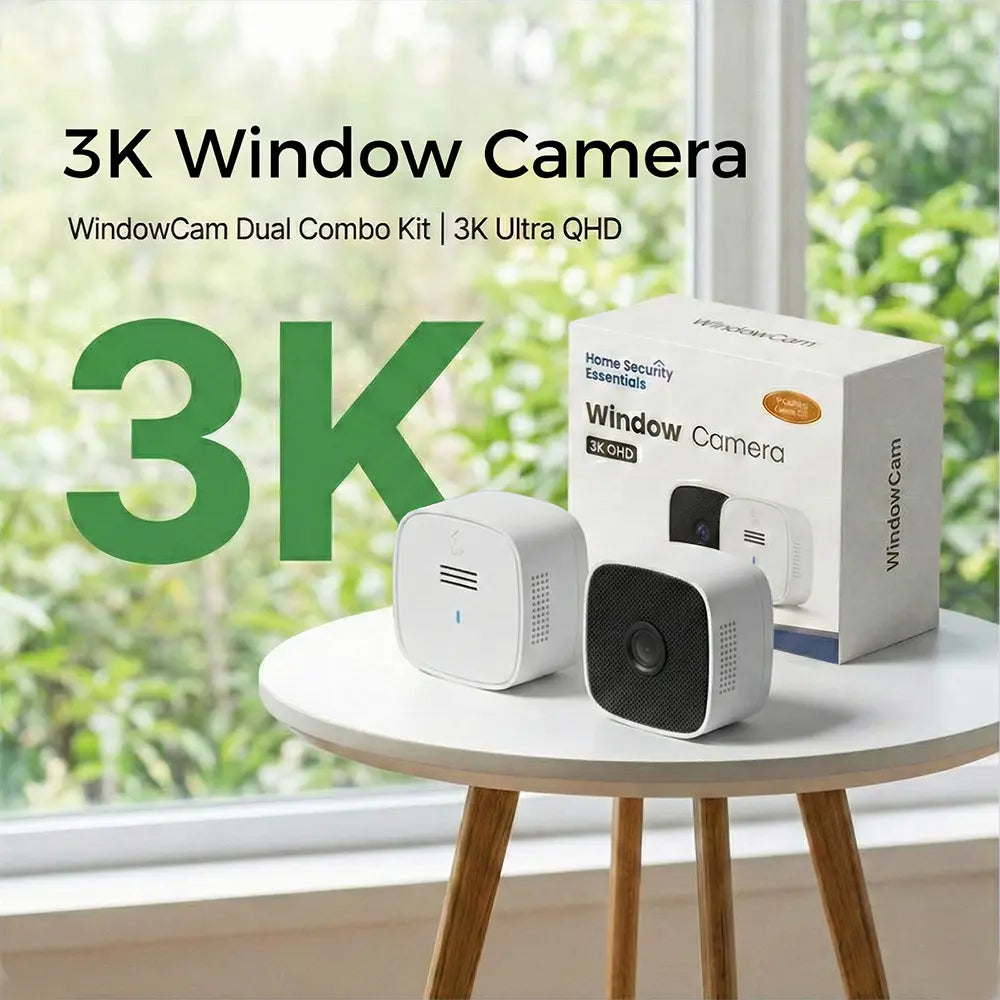 3MP 2K Window Camera, Spectravivid AI Color Night Vision Window Cameras for Home Security, 2.4G&5G Wifi, Person & Motion Detection Siren, Works with Alexa&Google Home, Easy Quick Install on Glass