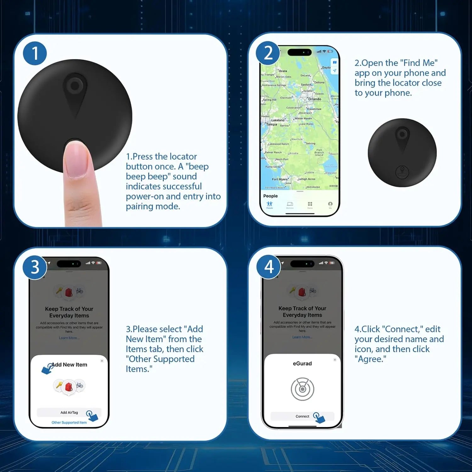 Magnetic Mini GPS Tracker Device with Waterproof Case, No Monthly Fee, Anti-Lost Device, Pet Tracker, Works with Apple Find My