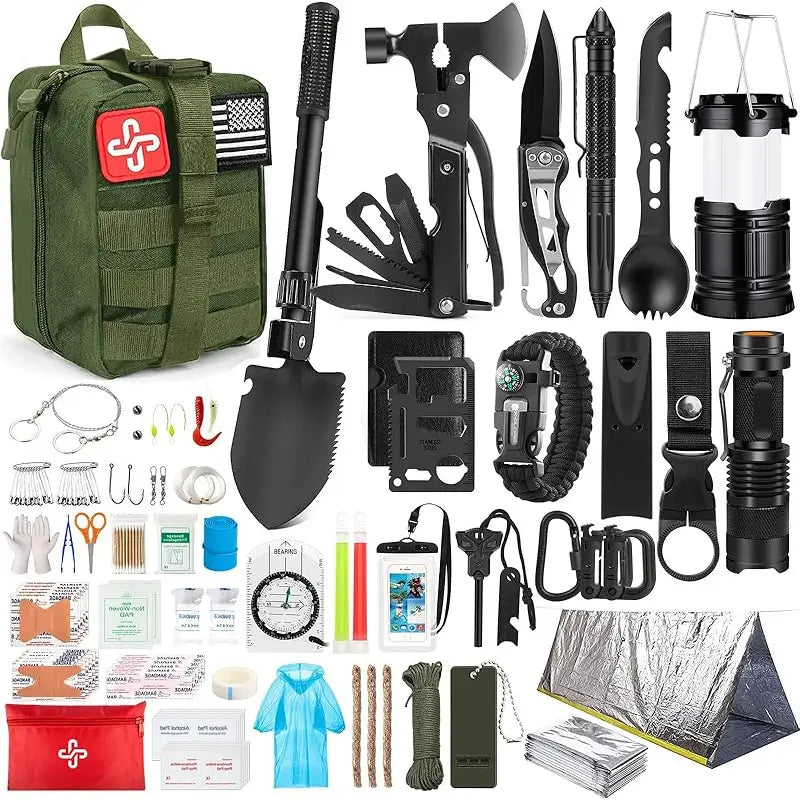 Kit, 250Pcs Gear First Aid Kit with Molle System Compatible Bag and Emergency Tent, Emergency Kit for Earthquake, Outdoor Adventure, Hiking, Hunting, Gifts for Men Women