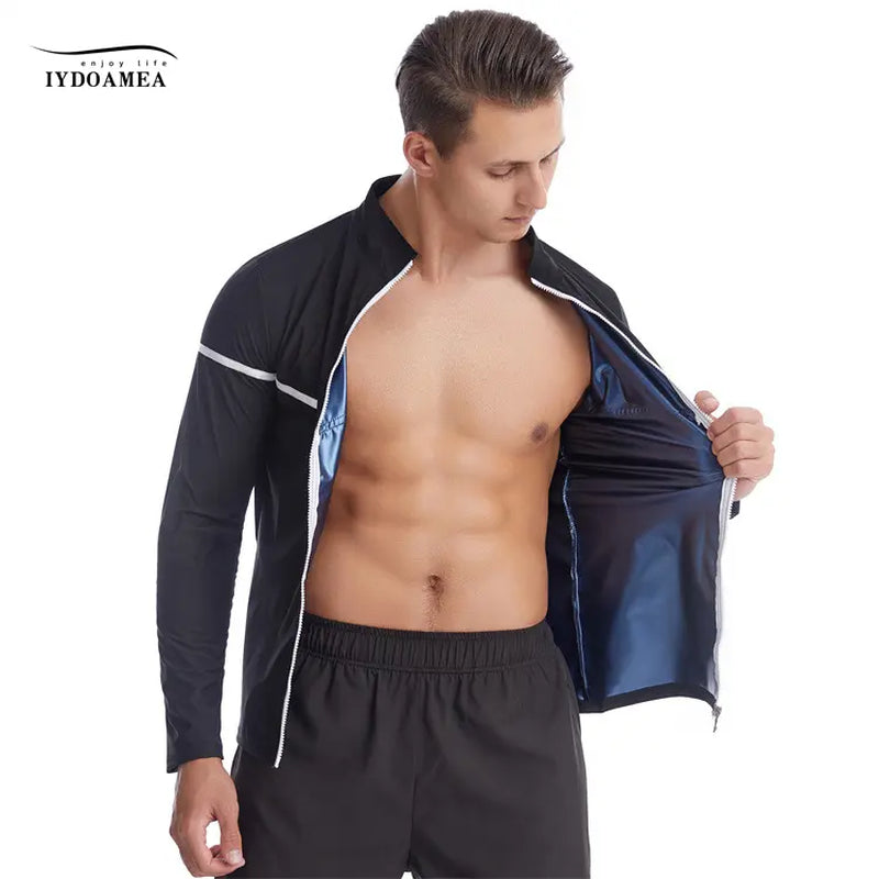 IYDOAMEA Sauna Suit for Men, Long Sleeve Shirt with Zipper, Gym Body Shaper Waist Trainer Outdoorfun Dealsforyoudays