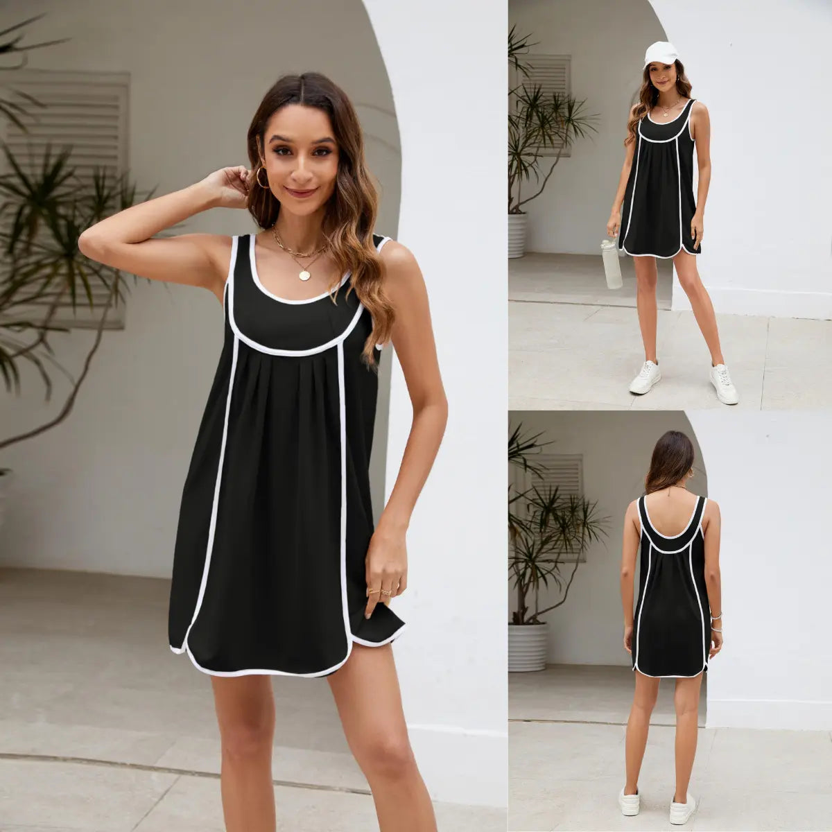 UANEO Womens Summer Athletic Sleeveless Mini Dress Casual Oversized Workout Tennis Dress Sundress