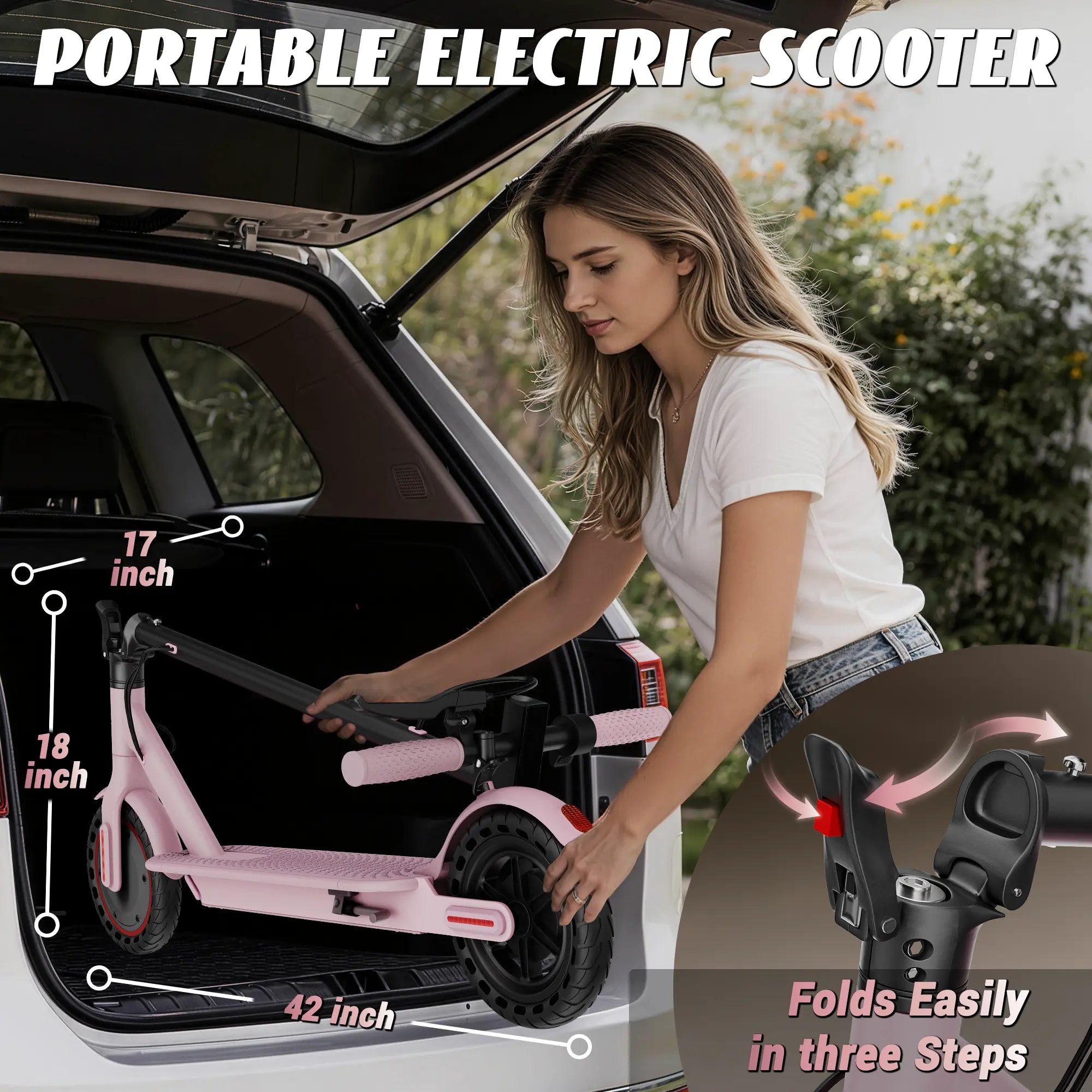 AOPO Foldable Electric Commuter Scooter 350W Motor, 8.5-Inch Solid Tires, up to 19 MPH |12-16 Mile Range, Portable Commuting Scooter | Puncture-Proof Tire Smart APP Control | Warm Spring Commuting Scooter Tiktokshopspringglowup