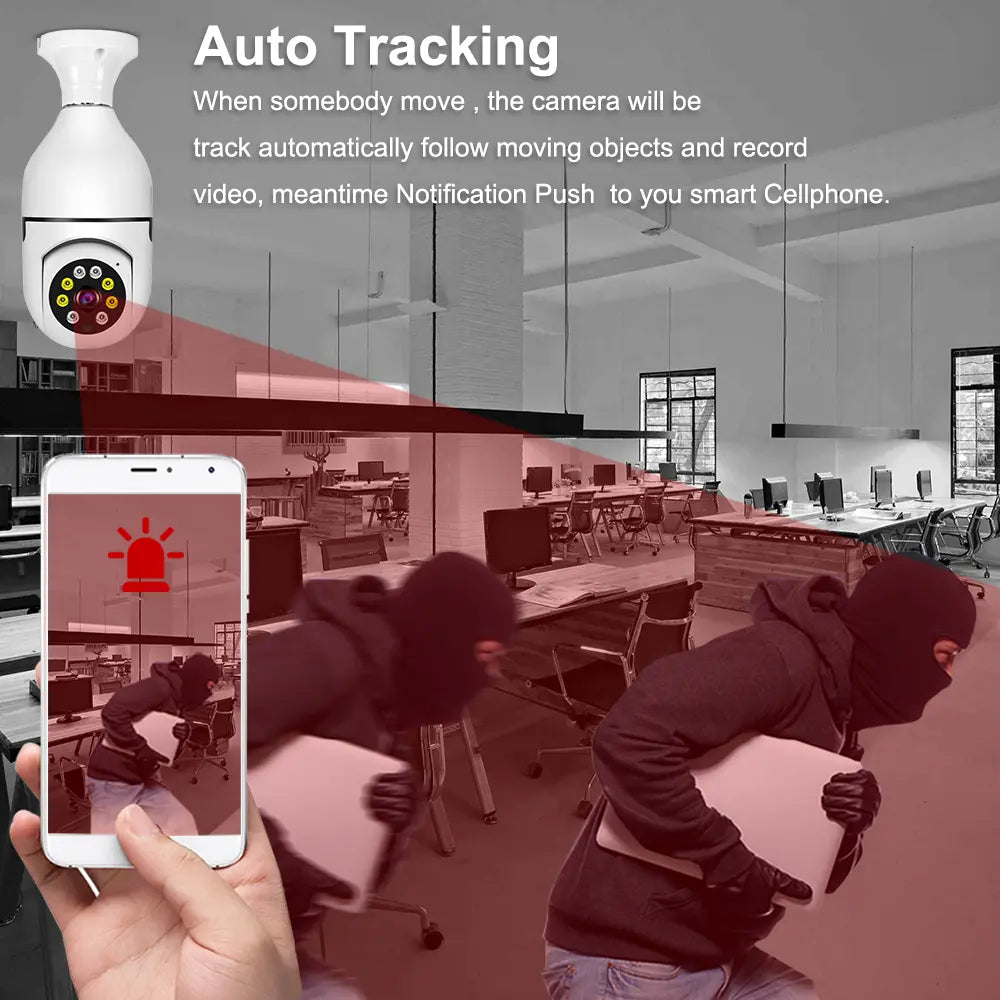 Light Bulb Camera,Bulb Security Camera 5/2.4Ghz- Indoor/Outdoor Full Color Day/Night Camera, Motion Detection, Sound & Light Alarm, Two-Way Audio, Home/Yard/Store,Wifi, Two-Way Audio, Easy Install Wireless Card Device Micro