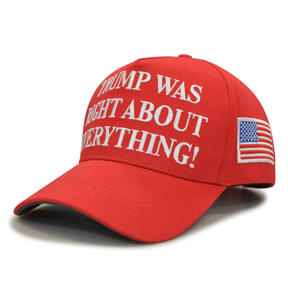 "T.R.U.M.P. Was Right about Everything" Letter Embroidered Baseball Cap, 45-47 & USA Flag Embroidered Hat
