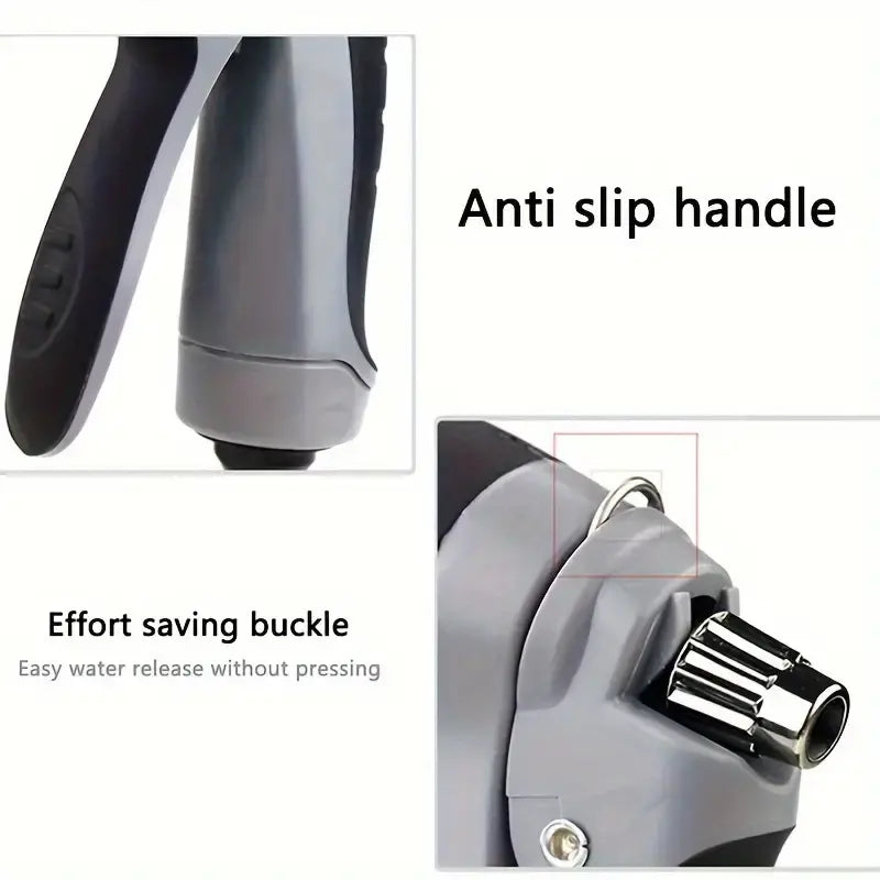 1-Pack High Pressure Car Washing Water Gun, Multi-Purpose Garden Hose Nozzle, Adjustable Thickened Rod Sprayer with Copper Plated Tip, Universal 3/ 4" and 1/ 2" Quick Connect Adapter for Cleaning Tools Heavy Duty Handle